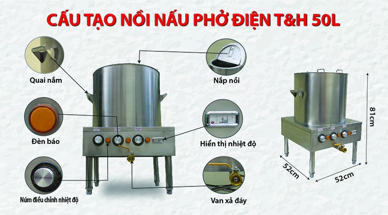 NỒI NẤU PHỞ ĐIỆN T&H 50 LÍT